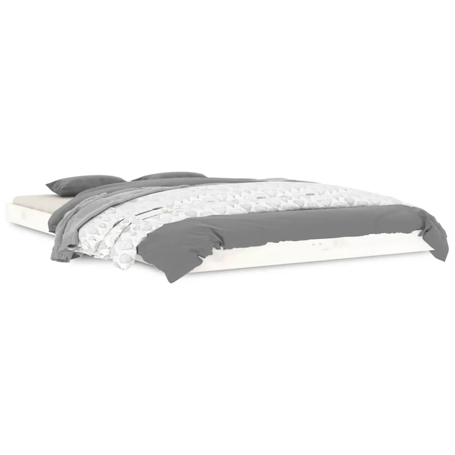 Cadre de lit sans matelas blanc 120x190 cm bois de pin massif - 2