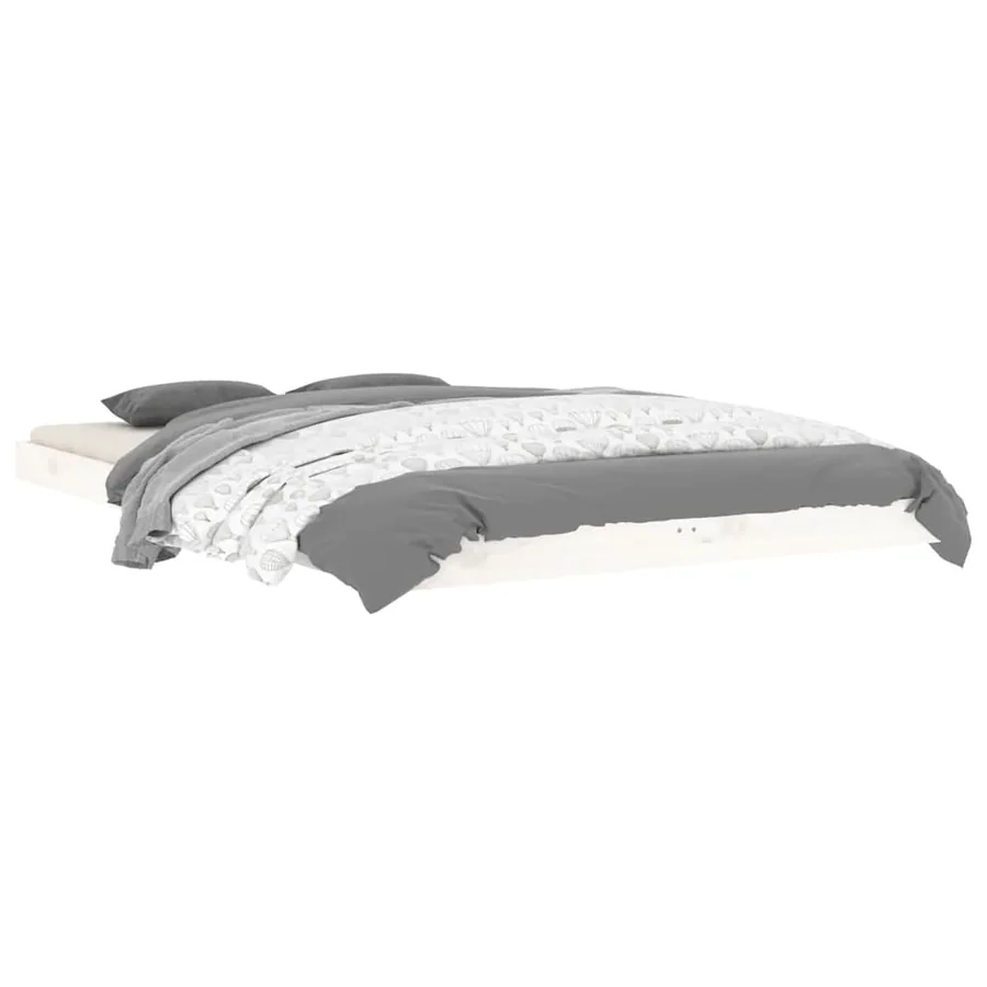 Cadre de lit sans matelas blanc 120x190 cm bois de pin massif - 3