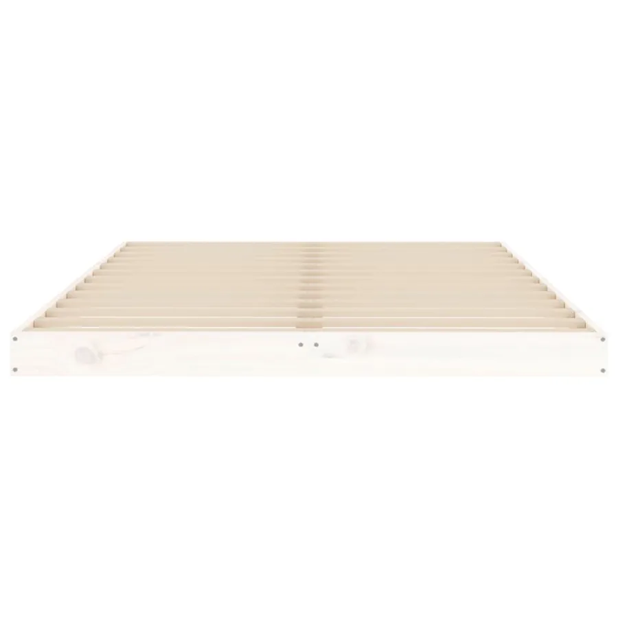 Cadre de lit sans matelas blanc 120x190 cm bois de pin massif - 5
