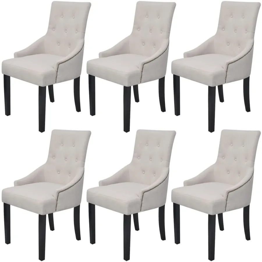 Chaises à manger lot de 6 gris crème tissu