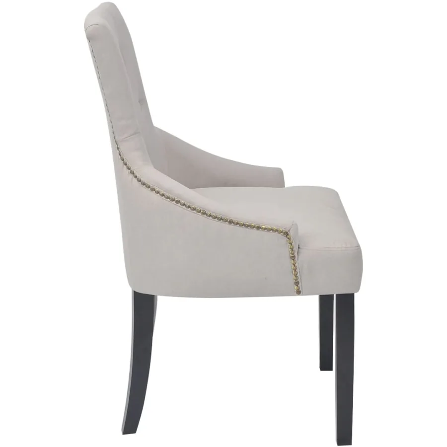 Chaises à manger lot de 6 gris crème tissu - 4