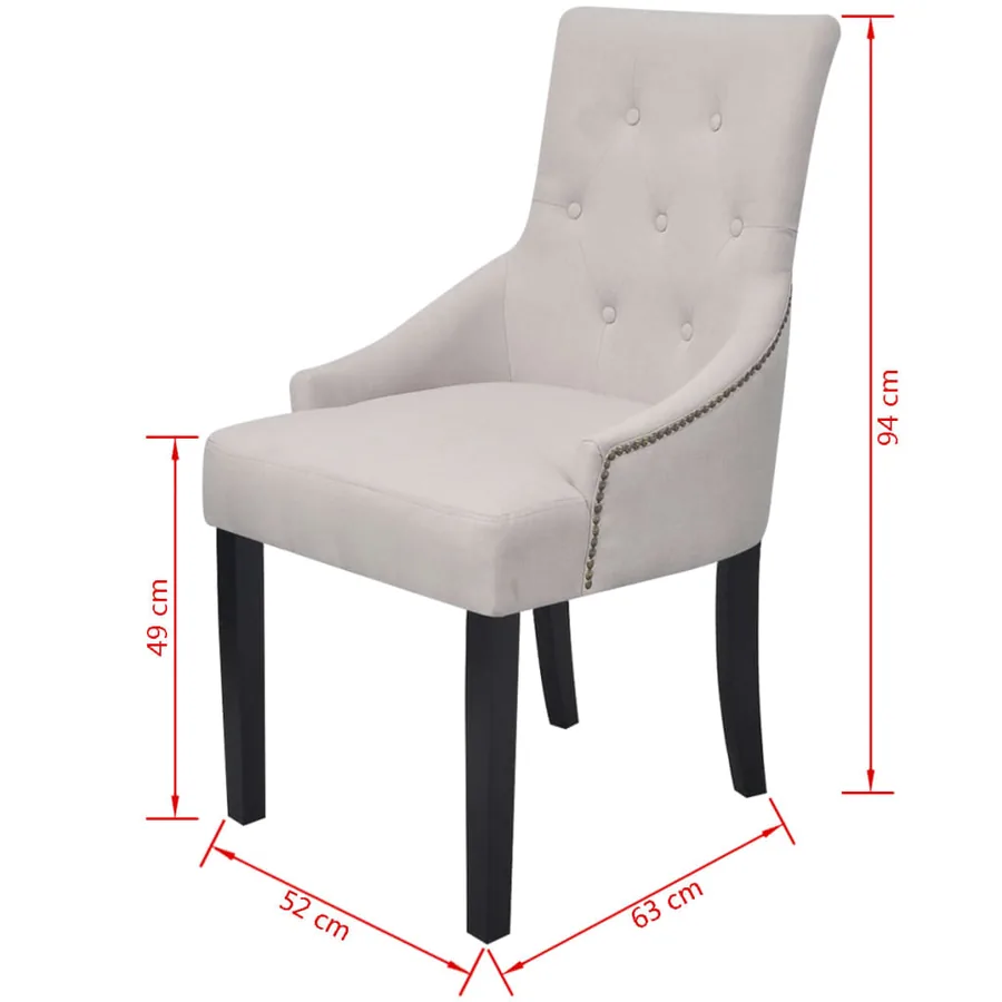 Chaises à manger lot de 6 gris crème tissu - 7