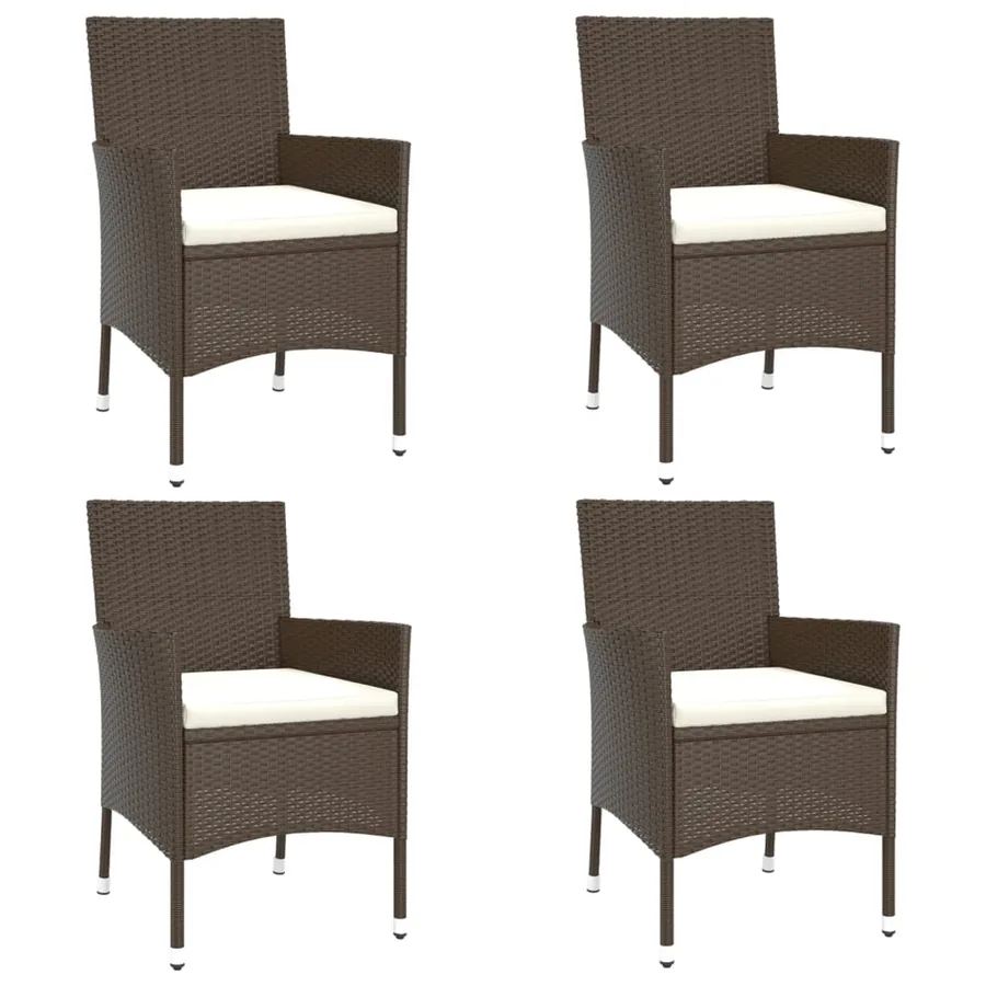 Ensemble de bistro de jardin 5 pcs coussins marron poly rotin - 4