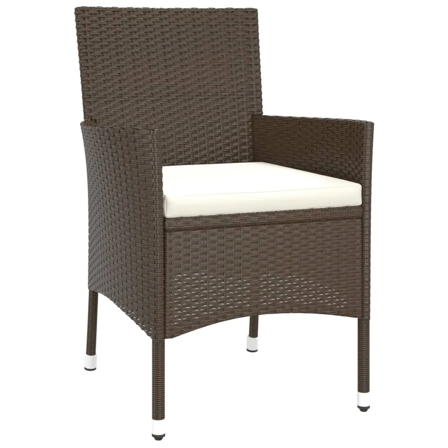 Ensemble de bistro de jardin 5 pcs coussins marron poly rotin - 5