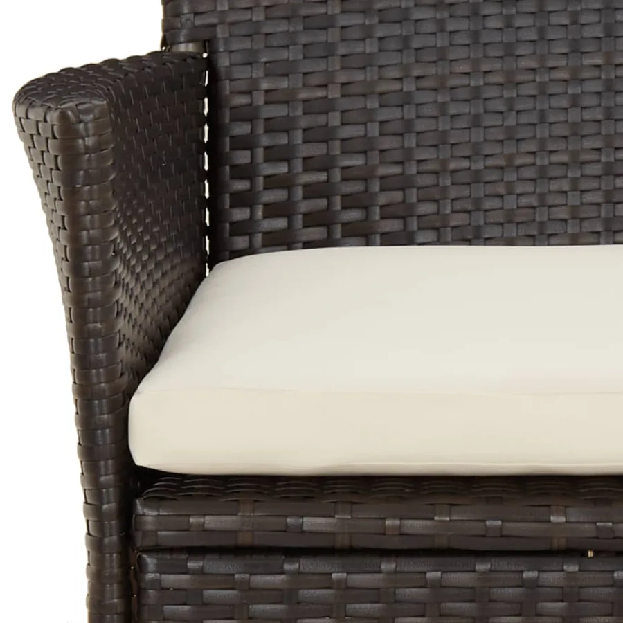 Ensemble de bistro de jardin 5 pcs coussins marron poly rotin - 7
