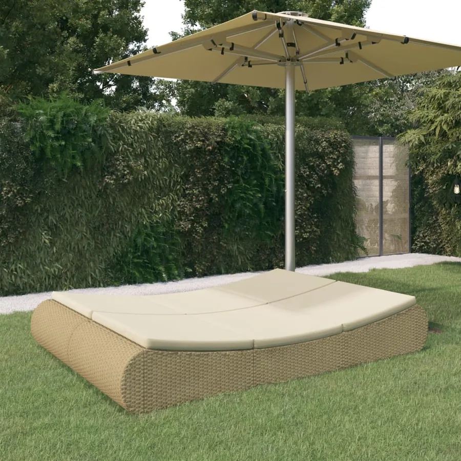 Chaise longue d'extérieur Résine tressée Beige - 11