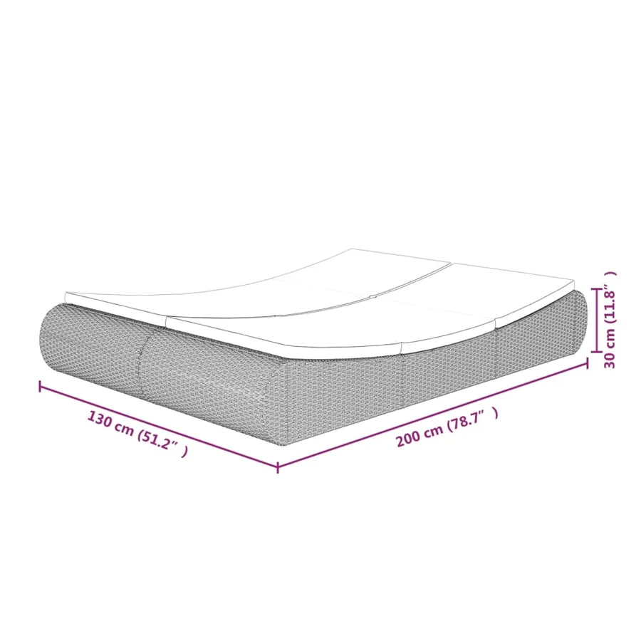 Chaise longue d'extérieur Résine tressée Beige - 12