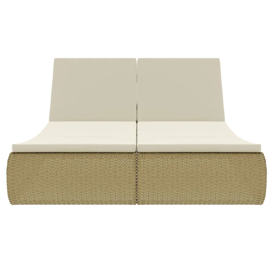 Chaise longue d'extérieur Résine tressée Beige - 3
