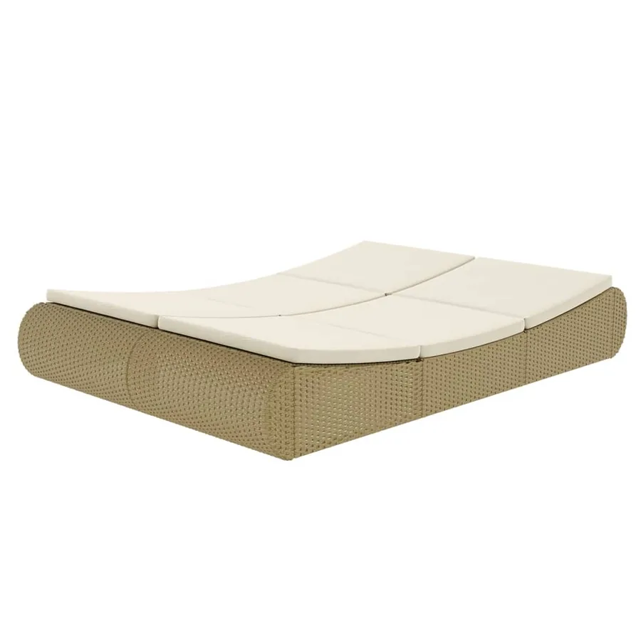Chaise longue d'extérieur Résine tressée Beige - 4