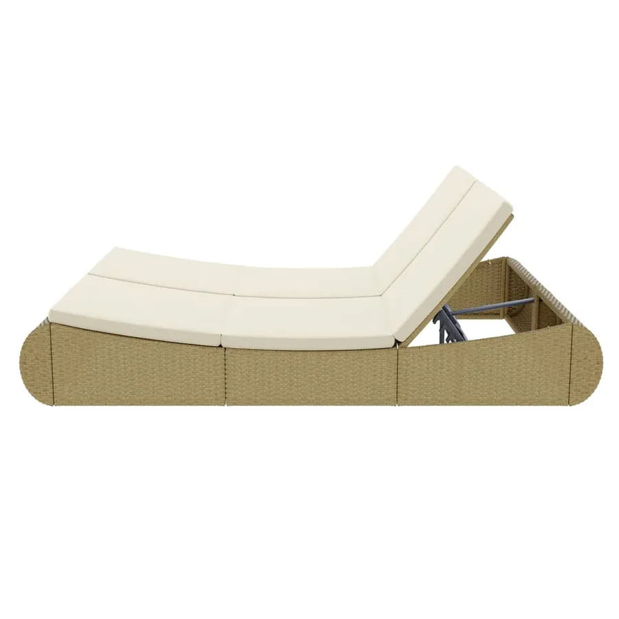 Chaise longue d'extérieur Résine tressée Beige - 7
