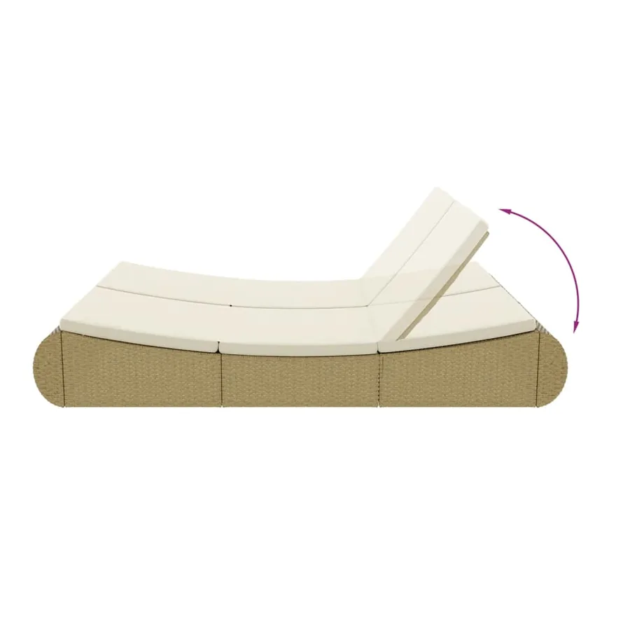 Chaise longue d'extérieur Résine tressée Beige - 8