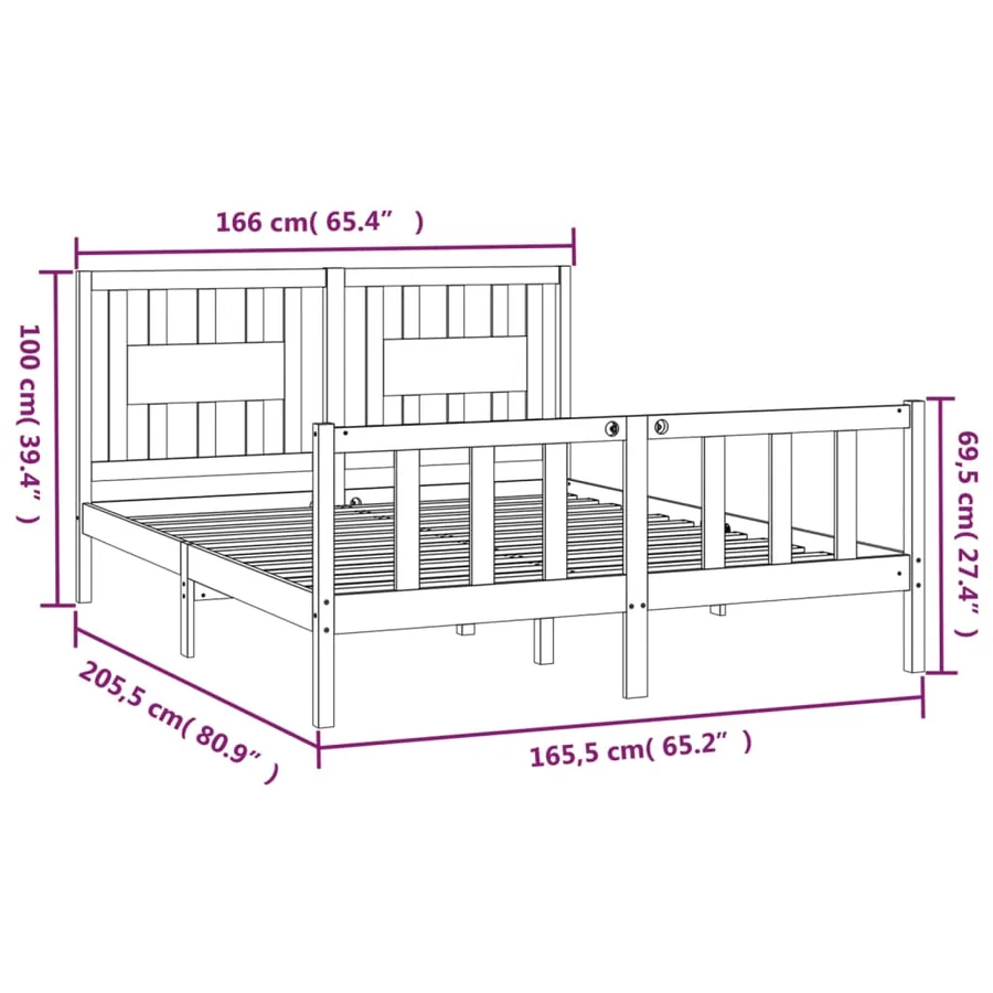 Cadre de lit sans matelas bois massif de pin 160x200 cm - 6