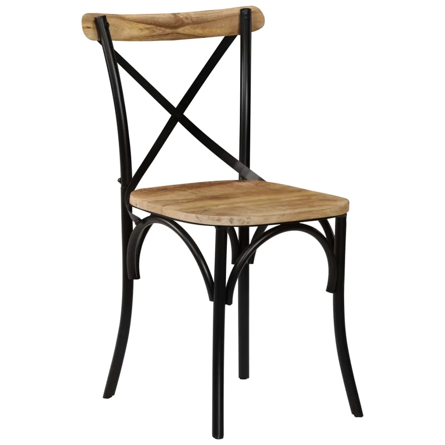 Chaises à dossier croisé lot de 4 noir bois de manguier massif - 12