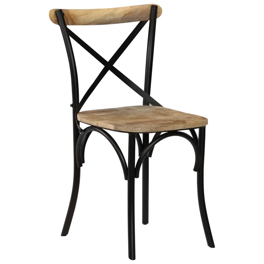 Chaises à dossier croisé lot de 4 noir bois de manguier massif - 13