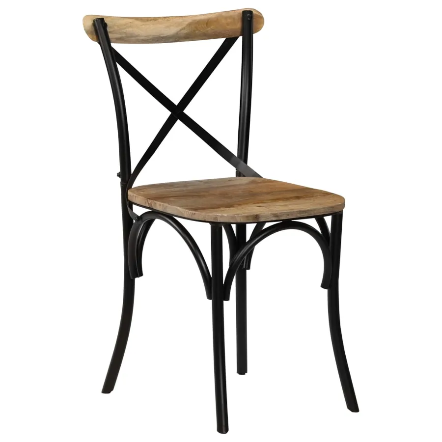 Chaises à dossier croisé lot de 4 noir bois de manguier massif - 14