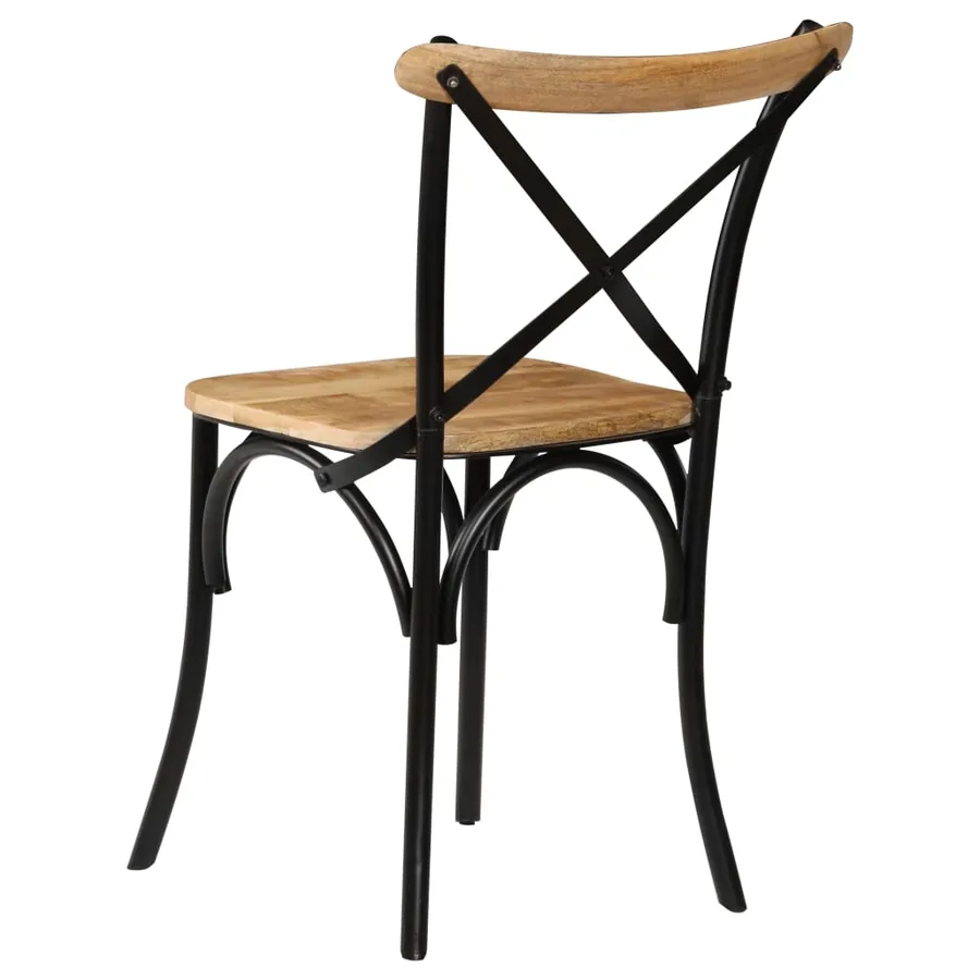 Chaises à dossier croisé lot de 4 noir bois de manguier massif - 4