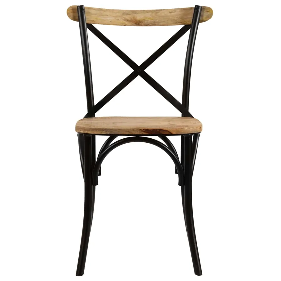 Chaises à dossier croisé lot de 4 noir bois de manguier massif - 5