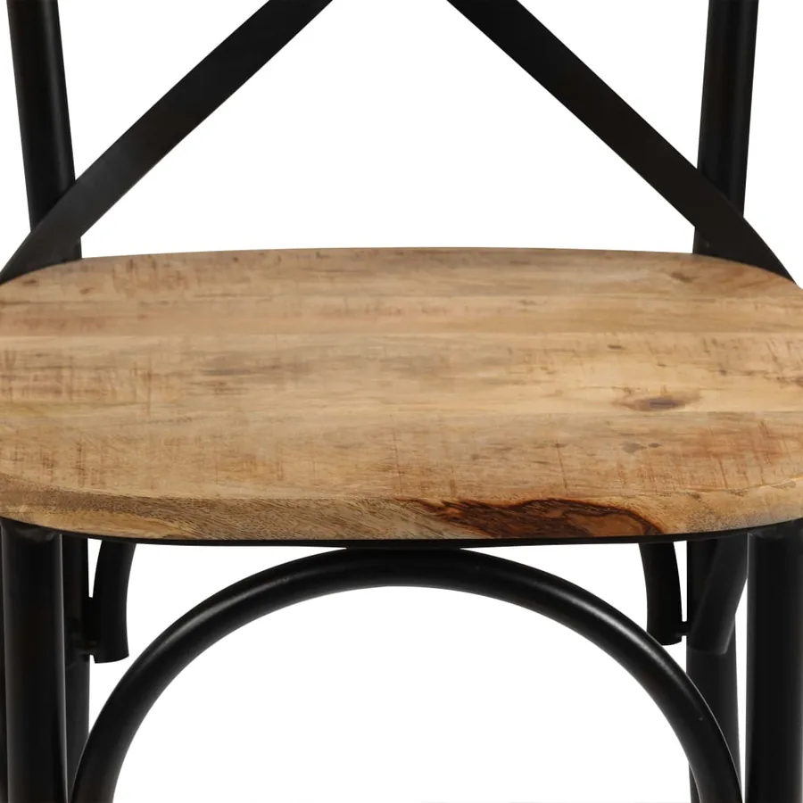 Chaises à dossier croisé lot de 4 noir bois de manguier massif - 7