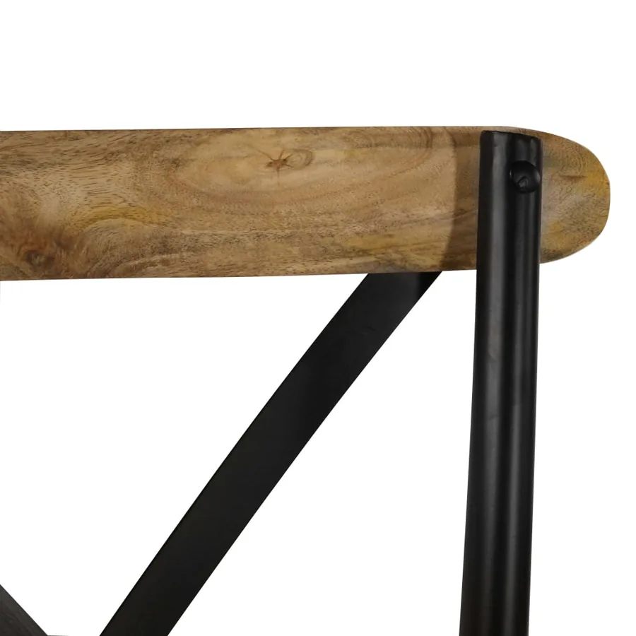 Chaises à dossier croisé lot de 4 noir bois de manguier massif - 8