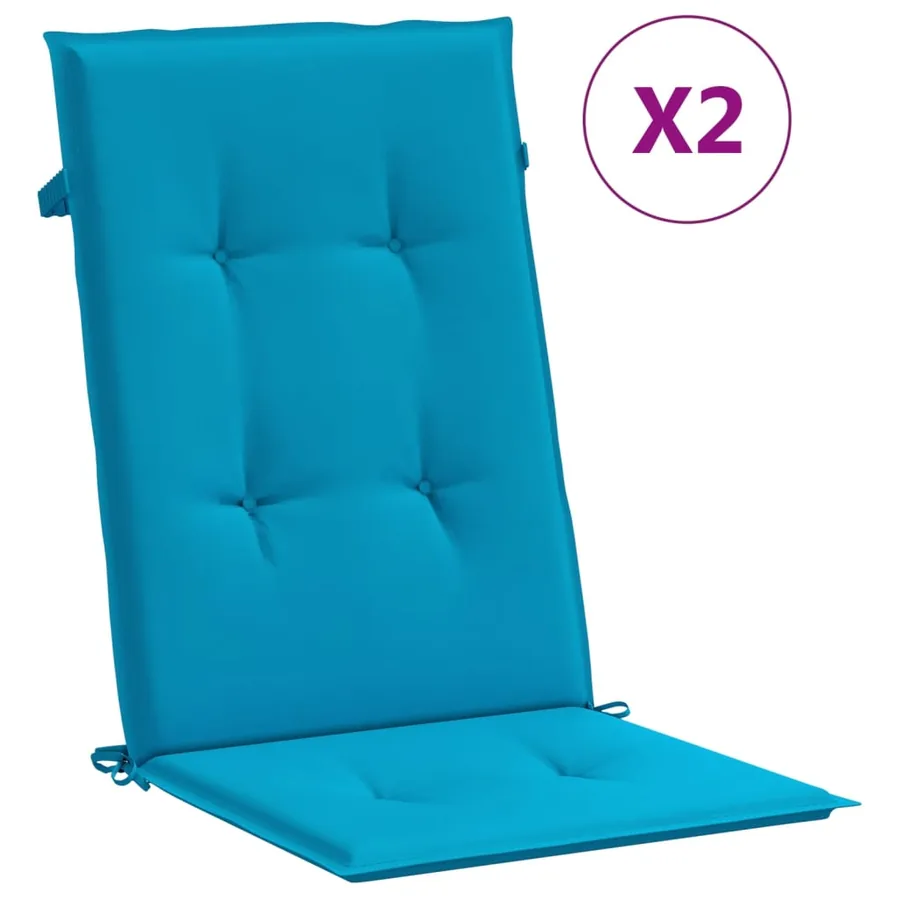 Coussins de chaise de jardin à dossier haut lot de 2 bleu tissu - 2