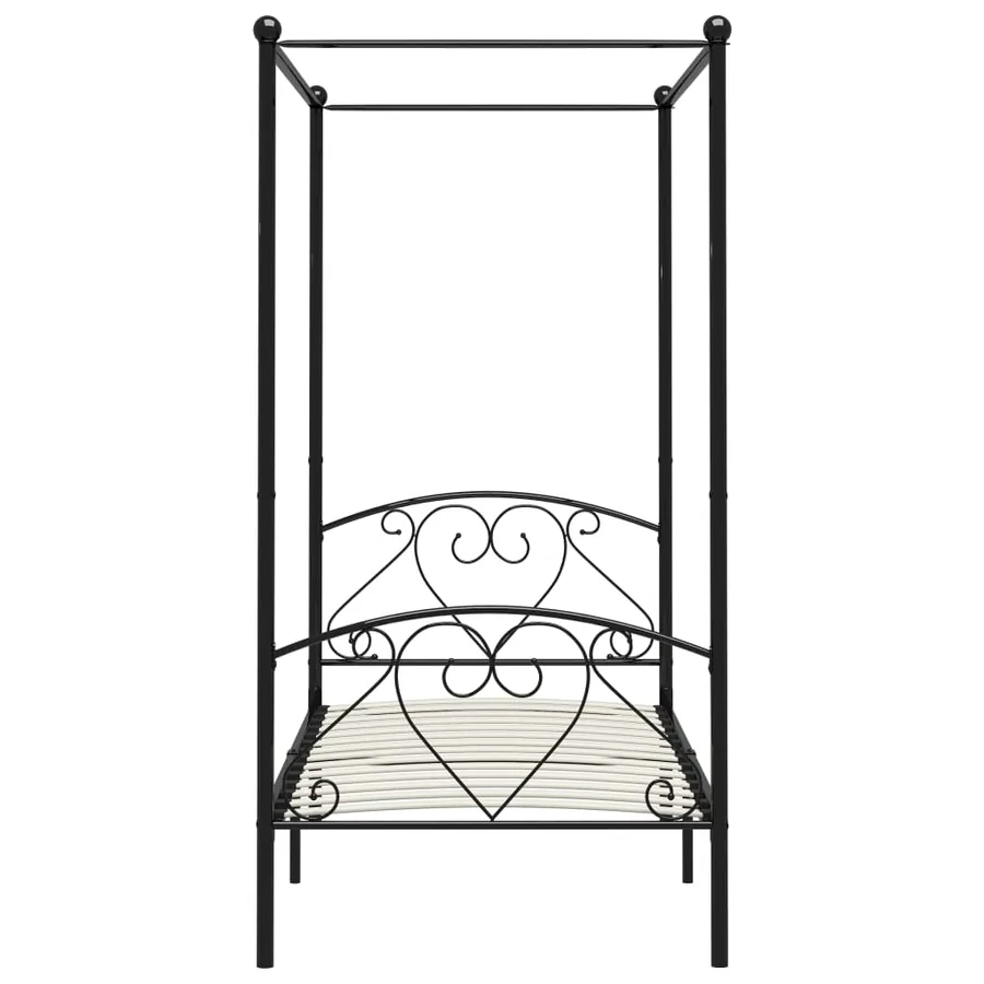 Cadre de lit à baldaquin sans matelas noir métal 90x200 cm - 3