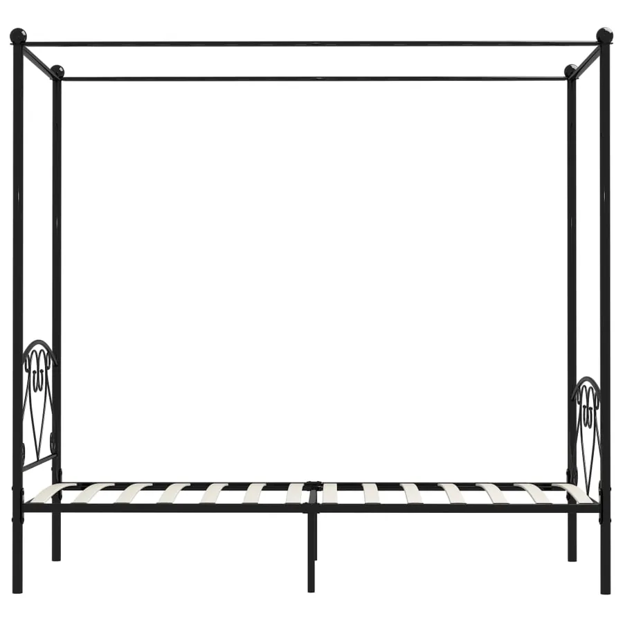 Cadre de lit à baldaquin sans matelas noir métal 90x200 cm - 4