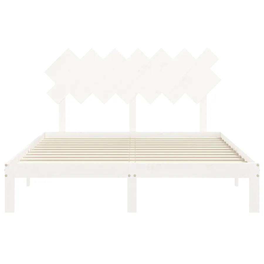 Cadre de lit sans matelas blanc 140x200 cm bois de pin massif - 6