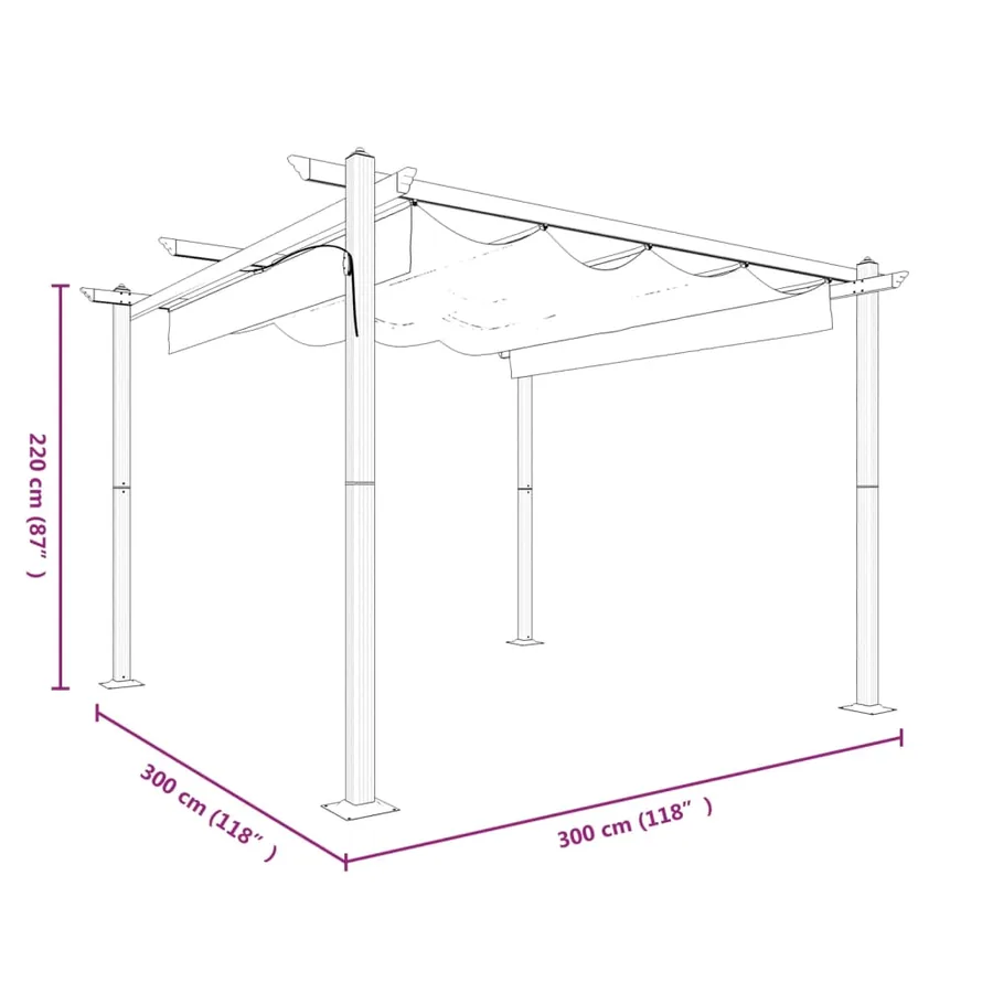 Tonnelle de jardin avec toit rétractable 3x3 m Crème - 10