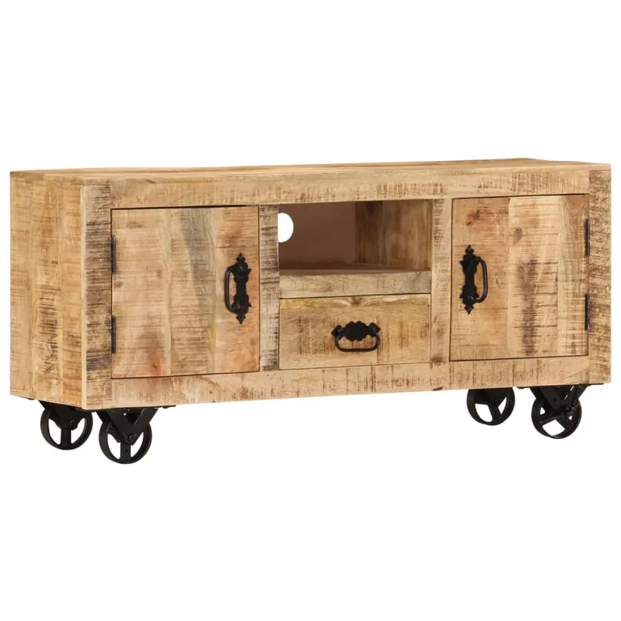 Meuble TV Bois de manguier brut 110x30x50 cm - 10