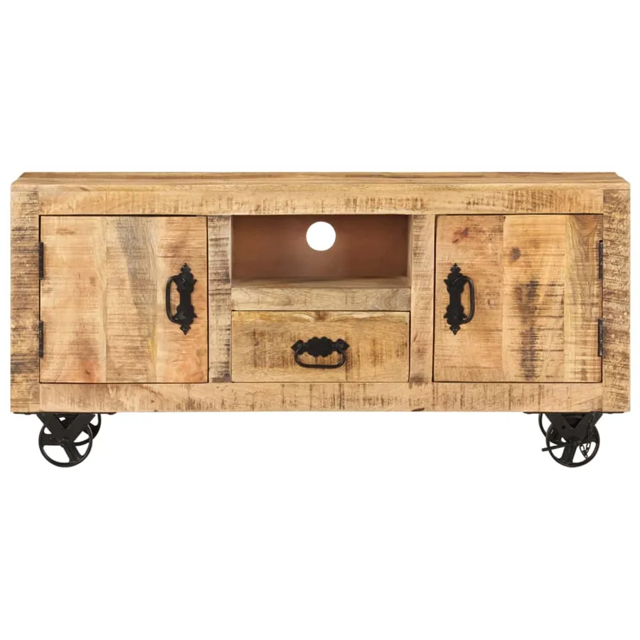 Meuble TV Bois de manguier brut 110x30x50 cm - 2