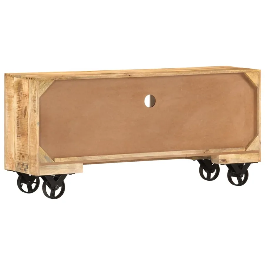 Meuble TV Bois de manguier brut 110x30x50 cm - 4
