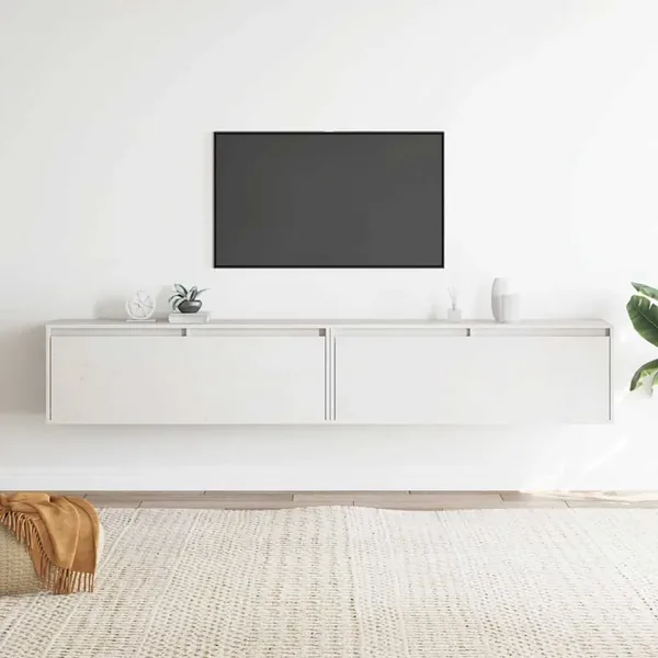 Armoires murales 2 pcs Blanc 100x30x35 cm Bois de pin massif