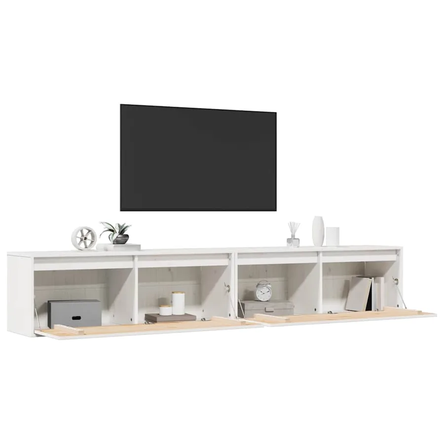 Armoires murales 2 pcs Blanc 100x30x35 cm Bois de pin massif - 8