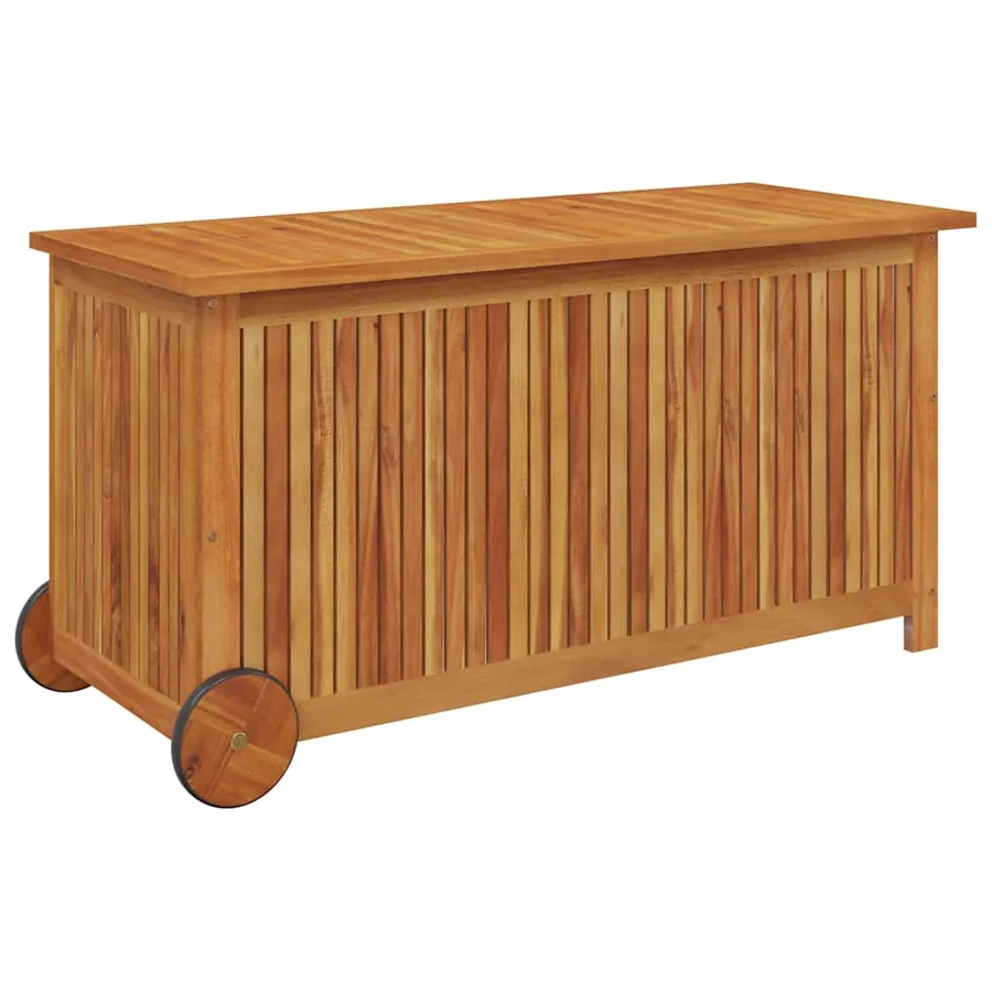 Boîte de rangement de jardin avec roues 113x50x58cm Bois acacia - 3