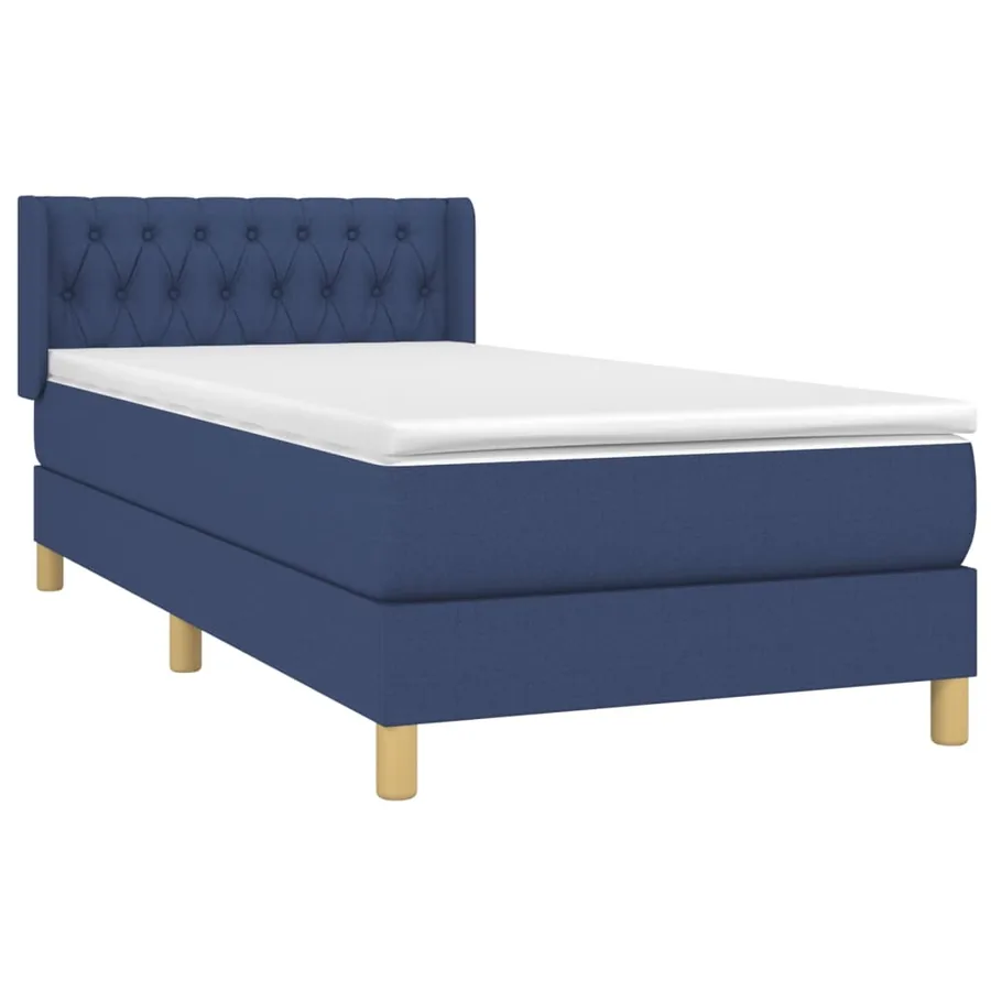 Sommier à lattes de lit avec matelas Bleu 90x200 cm Tissu - 3