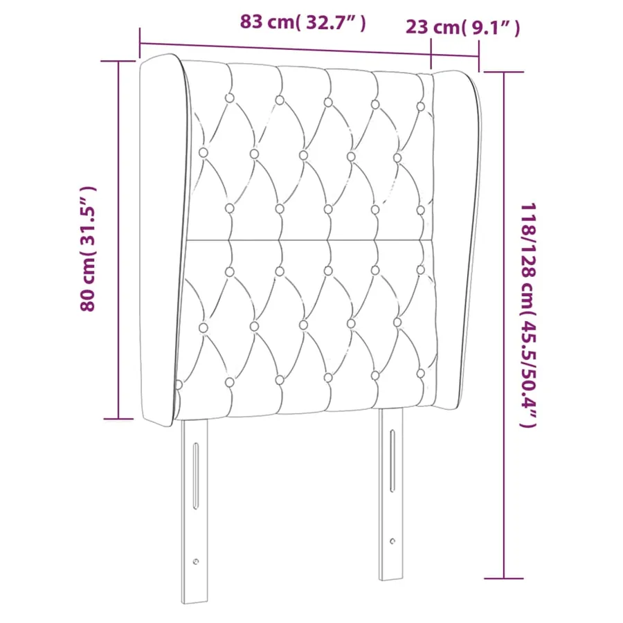 Tête de lit avec oreilles Marron foncé 83x23x118/128 cm Tissu - 9