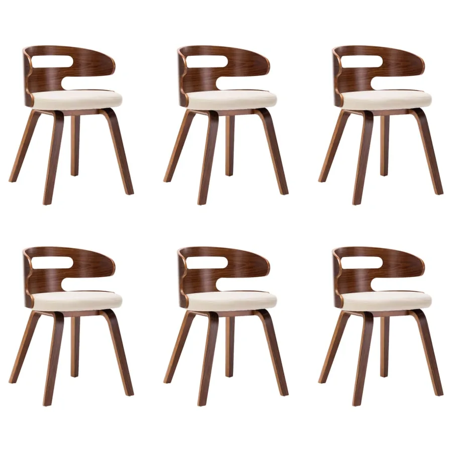 Chaises à manger lot de 6 crème bois courbé et similicuir - 2