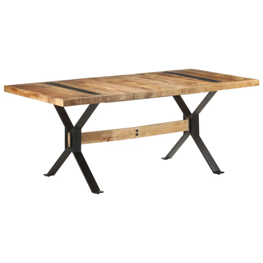 Table de salle à manger 180x90x76 cm Bois de manguier brut - 10