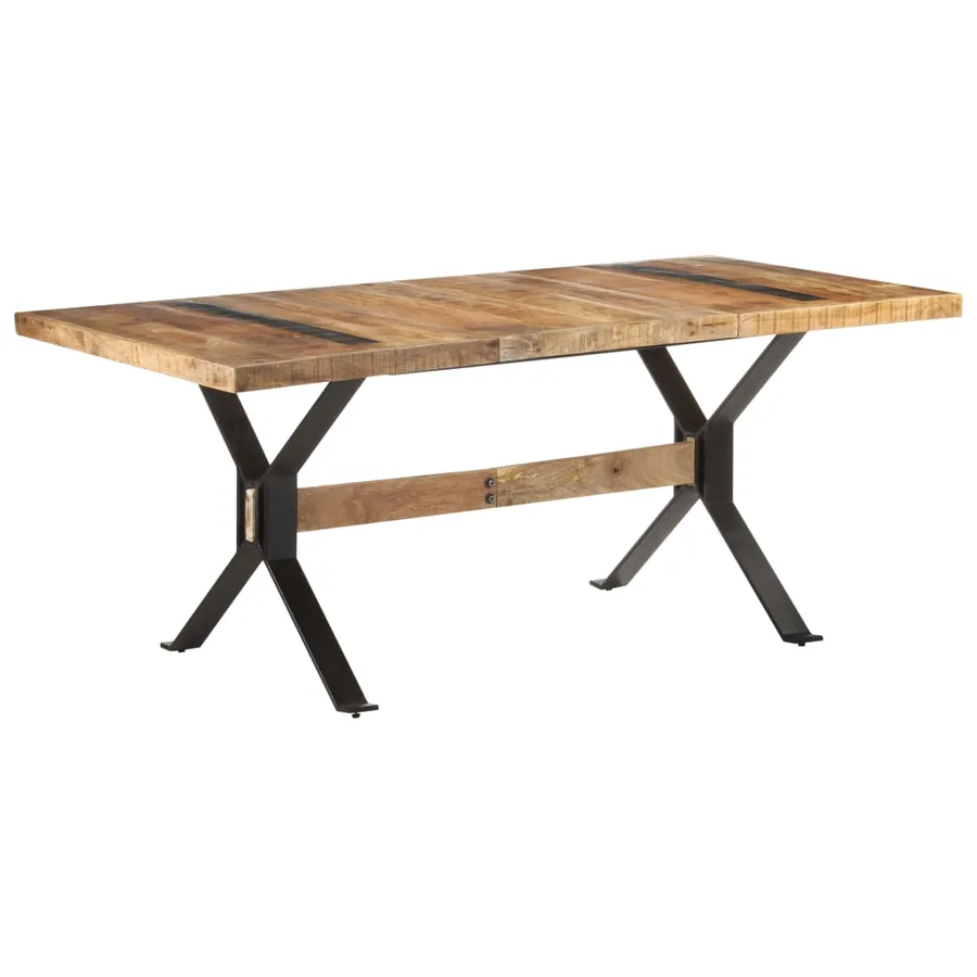 Table de salle à manger 180x90x76 cm Bois de manguier brut - 8