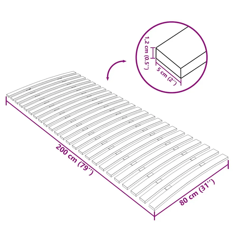 Latte de rechange pour sommier avec 24 lattes 80 x 200 cm - 8