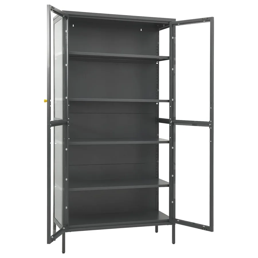 Vitrine d'exposition Anthracite 90x40x180 cm Acier/verre trempé - 7