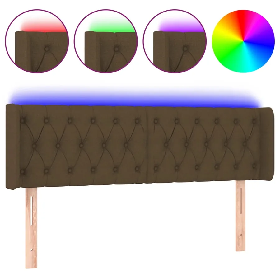 Tête de lit à LED Marron foncé 163x16x78/88 cm Tissu - 2