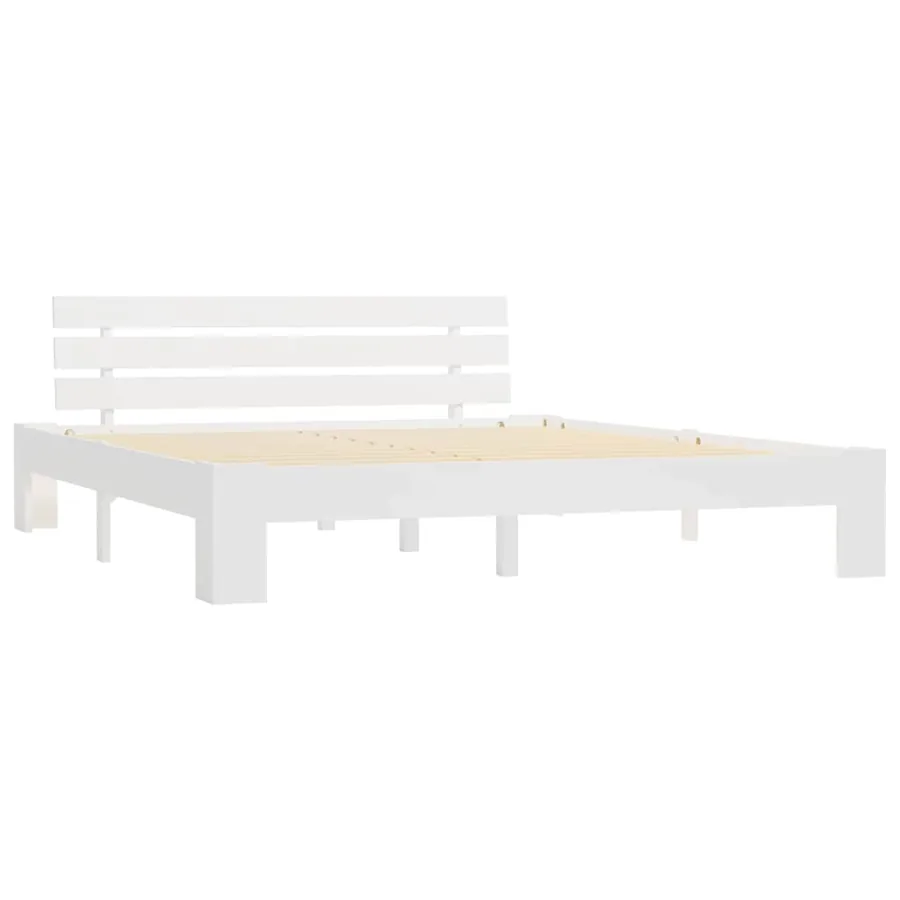 Cadre de lit sans matelas blanc 160x200 cm bois de pin massif - 2