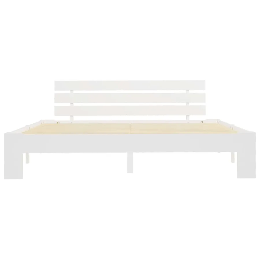 Cadre de lit sans matelas blanc 160x200 cm bois de pin massif - 3