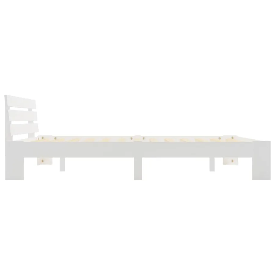 Cadre de lit sans matelas blanc 160x200 cm bois de pin massif - 4