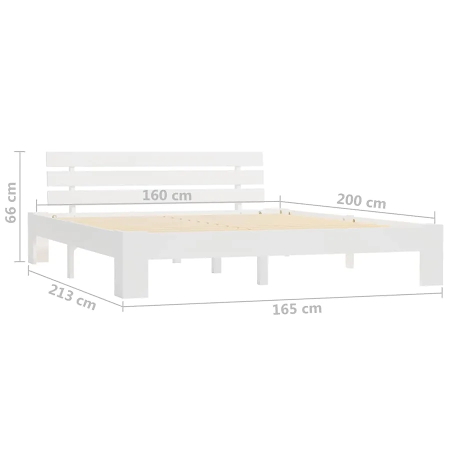 Cadre de lit sans matelas blanc 160x200 cm bois de pin massif - 7