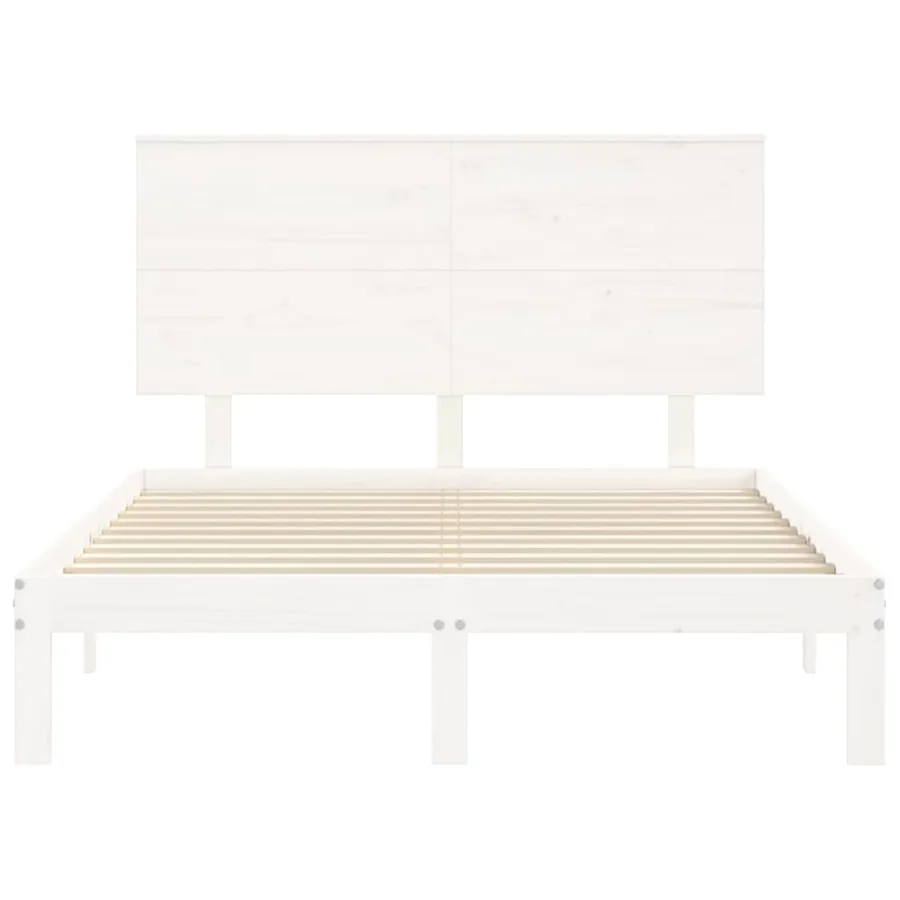 Cadre de lit sans matelas blanc 140x200 cm bois de pin massif - 6