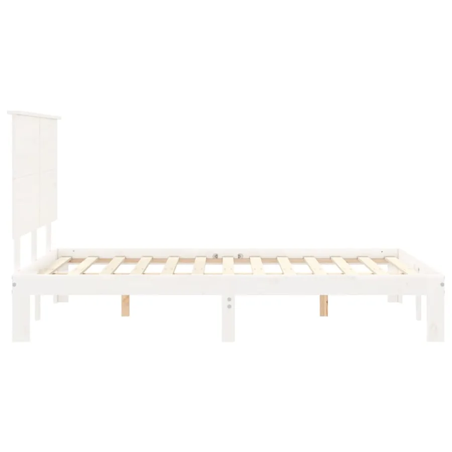 Cadre de lit sans matelas blanc 140x200 cm bois de pin massif - 7