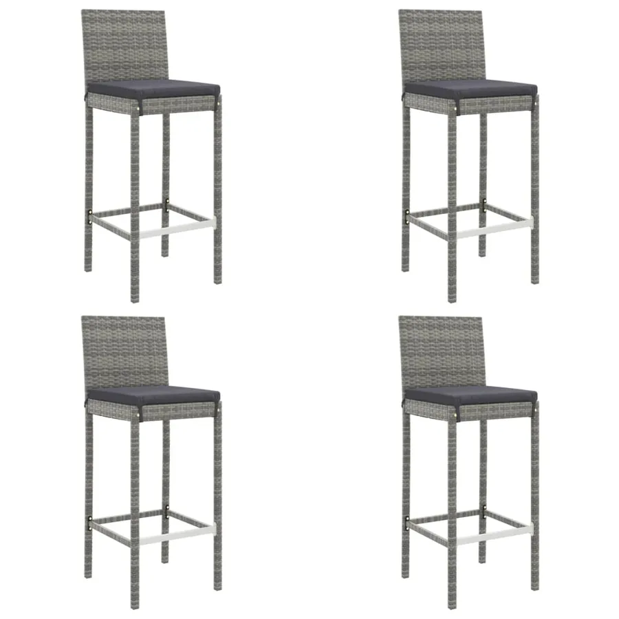 Ensemble de bar de jardin 5 pcs avec coussins gris poly rotin - 4