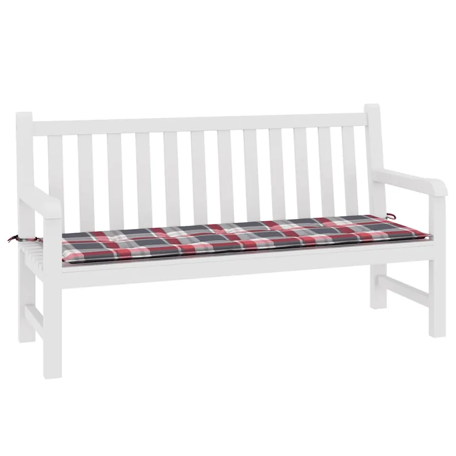 Coussin de banc de jardin motif à carreaux rouges 150x50x3 cm - 3